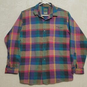 Vintage Royal Robbins Shirt Mens Large Plaid Flannel Button Up Outdoor 90s